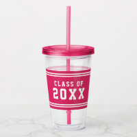 Editable Color Varsity Graduating Class of Year Acrylic Tumbler