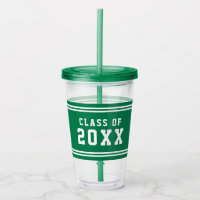 Editable Color Varsity Graduating Class of Year Acrylic Tumbler