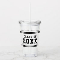Editable Color Varsity Graduating Class of Year Acrylic Tumbler