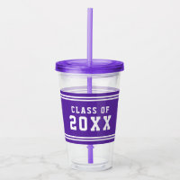 Editable Color Varsity Graduating Class of Year Acrylic Tumbler