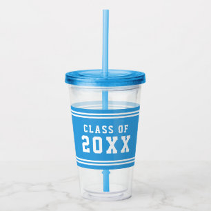 Editable Color Varsity Graduating Class of Year Acrylic Tumbler