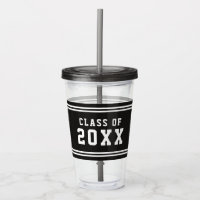 Editable Color Varsity Graduating Class of Year Acrylic Tumbler