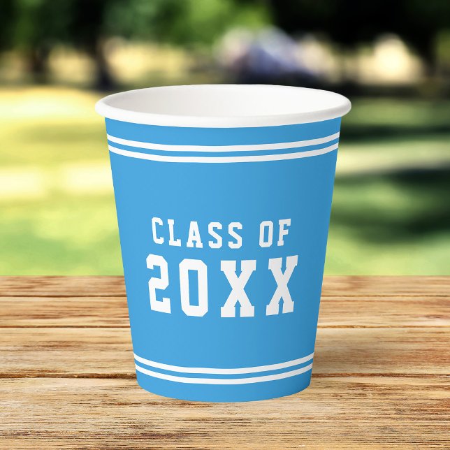 Editable Color Varsity Graduating Class Year Paper Cups (Creator Uploaded)