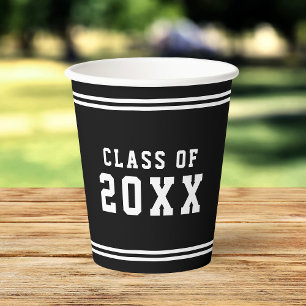 Editable Color Varsity Graduating Class Year Paper Cups