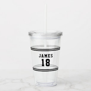 Editable Color Varsity Name Number Acrylic Tumbler
