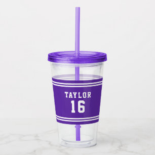 Editable Color Varsity Name Number Acrylic Tumbler