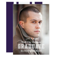 Editable Color Varsity Photo Graduate Announcement