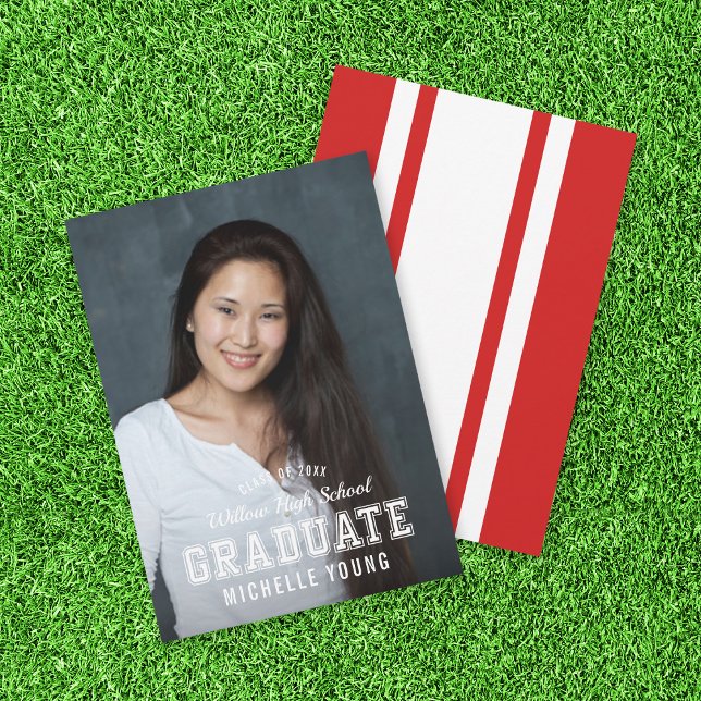Editable Color Varsity Photo Graduate Announcement (Creator Uploaded)