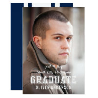 Editable Color Varsity Photo Graduate Announcement