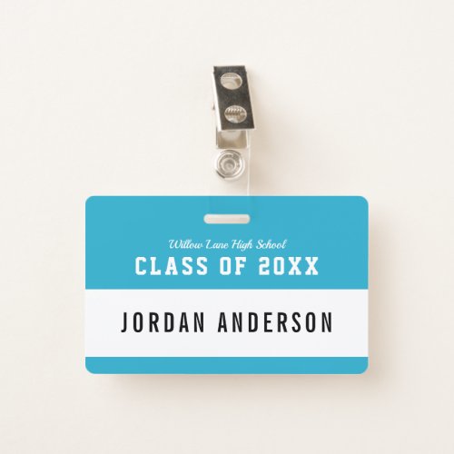 Editable Color Varsity Style Class Reunion Name Badge