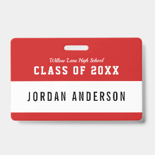 Editable Color Varsity Style Class Reunion Name Badge