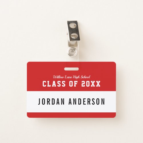 Editable Color Varsity Style Class Reunion Name Badge