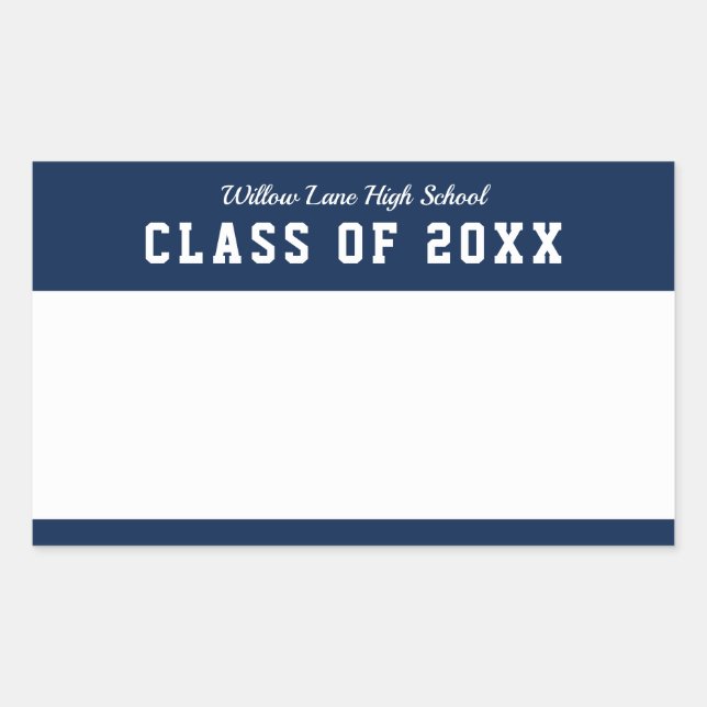 Editable Color Varsity Style Class Reunion Name Rectangular Sticker (Front)