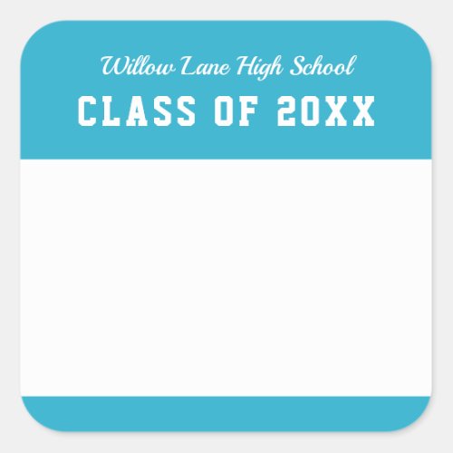 Editable Color Varsity Style Class Reunion Name Square Sticker