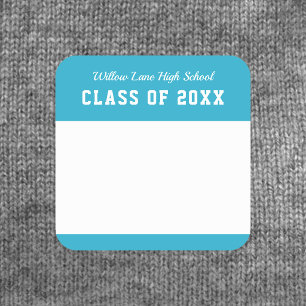 Editable Color Varsity Style Class Reunion Name Square Sticker