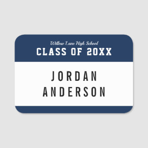 Editable Color Varsity Style Class Reunion Name Tag