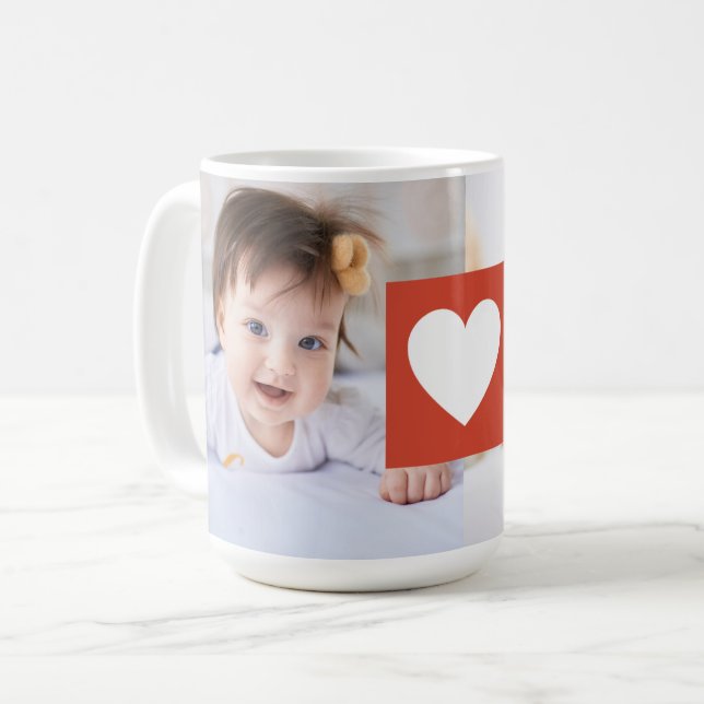 EDITABLE Color Warm Love Heart Photos Coffee Mug (Front Left)