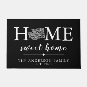 Editable Color WASHINGTON Personalized State Doormat