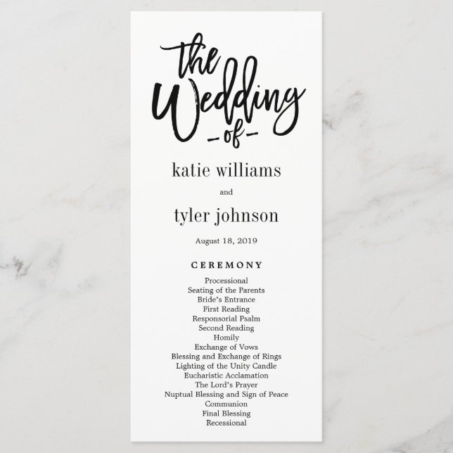 EDITABLE COLOR Wedding Ceremony Program #BCC (Front)