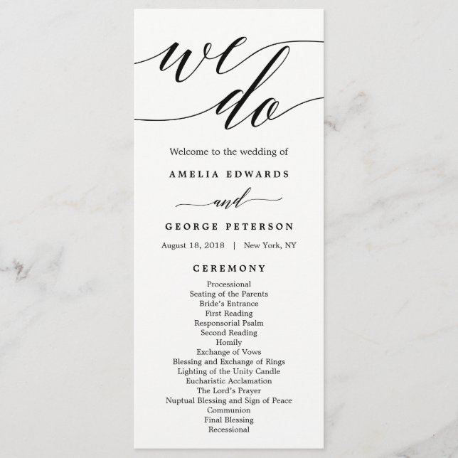 EDITABLE COLOR Wedding Ceremony Program #MSC (Front)