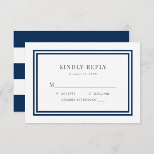 Editable Color White Stripes Nautical Wedding RSVP