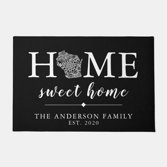 Editable Color WISCONSIN Personalized State Doormat (Front)