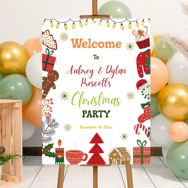 Editable Colorful Christmas Party Welcome Sign Tem (Creator Uploaded)