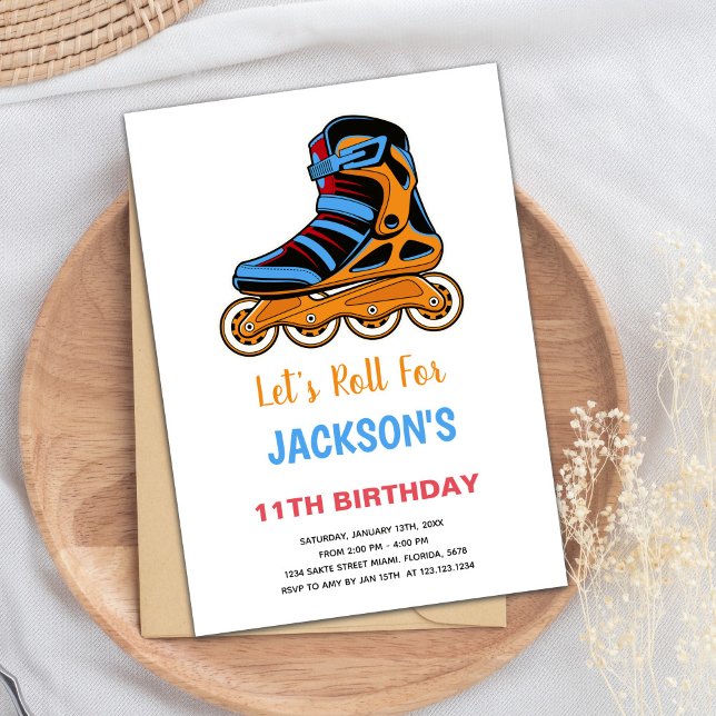 Editable Colorful Girls Skate Party Invite (Roller Skating Birthday Invitations)