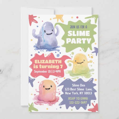 Editable Colorful Slime Party Invitation Template