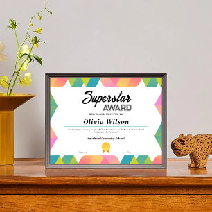 Editable Colorful Superstar Student Award