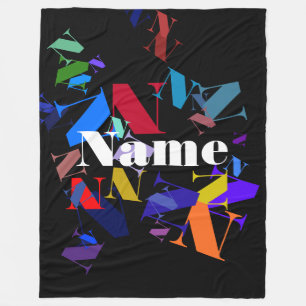 Editable colorful text Any name or word you choose Fleece Blanket