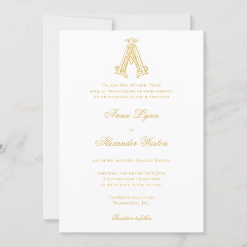 EDITABLE COLORS AA Monogram Wedding Invitations