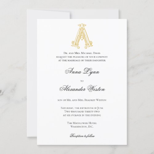 EDITABLE COLORS AA Monogram Wedding Invitations