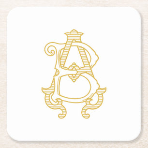 EDITABLE COLORS AB Monogram BA Logo Coasters