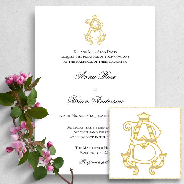 EDITABLE COLORS AB Monogram BA Logo Invitation (Creator Uploaded)