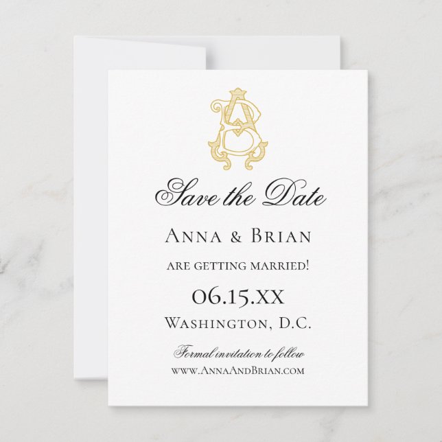 EDITABLE COLORS AB Monogram BA Monogram Invitation (Front)