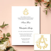 EDITABLE COLORS AC Monogram CA Monogram Invitation