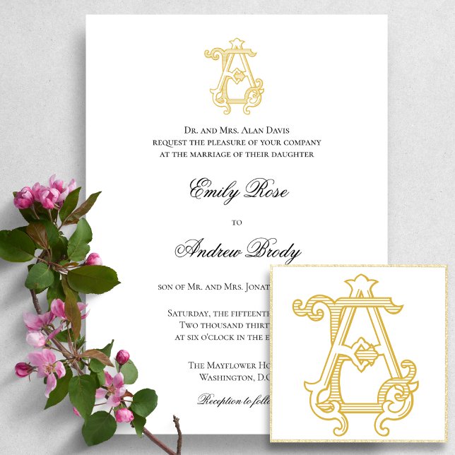 EDITABLE COLORS AE Monogram EA Monogram Invitation (Creator Uploaded)