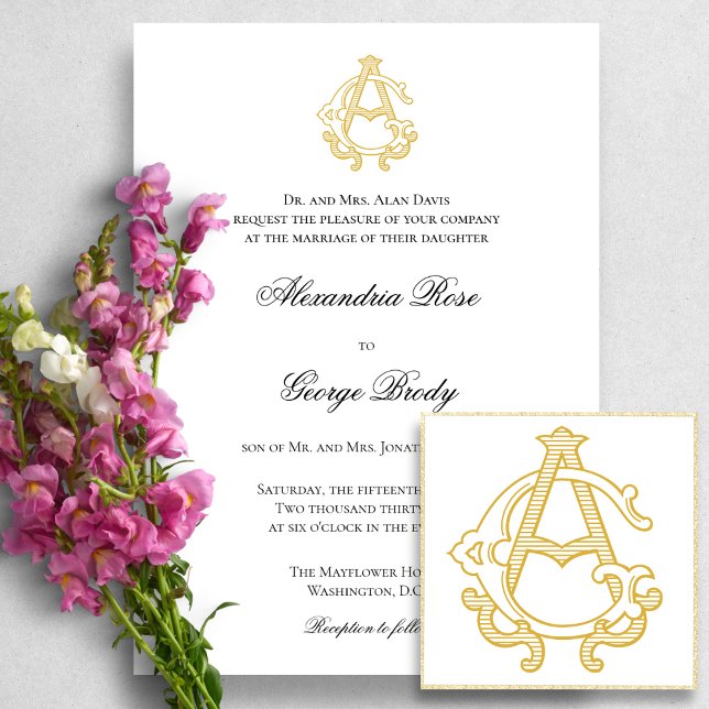 EDITABLE COLORS AG Monogram GA Monogram Invitation (Creator Uploaded)