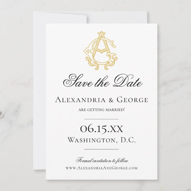 EDITABLE COLORS AG Monogram GA Monogram Invitation (Front)