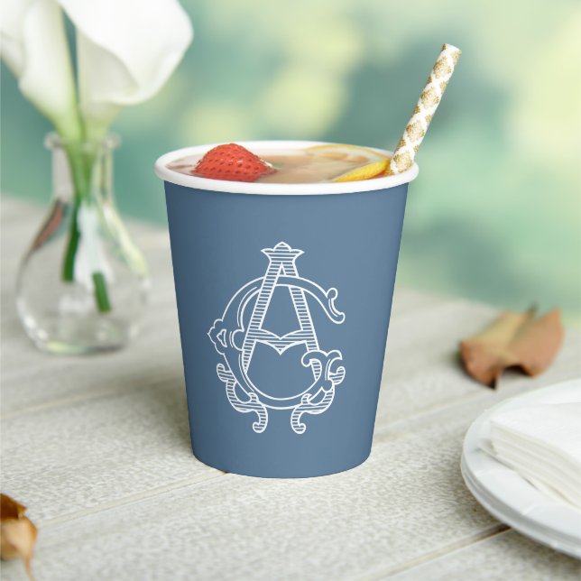 EDITABLE COLORS AG Monogram GA Monogram Paper Cups (Insitu)