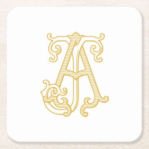 EDITABLE COLORS AJ Monogram JA Logo Coasters
