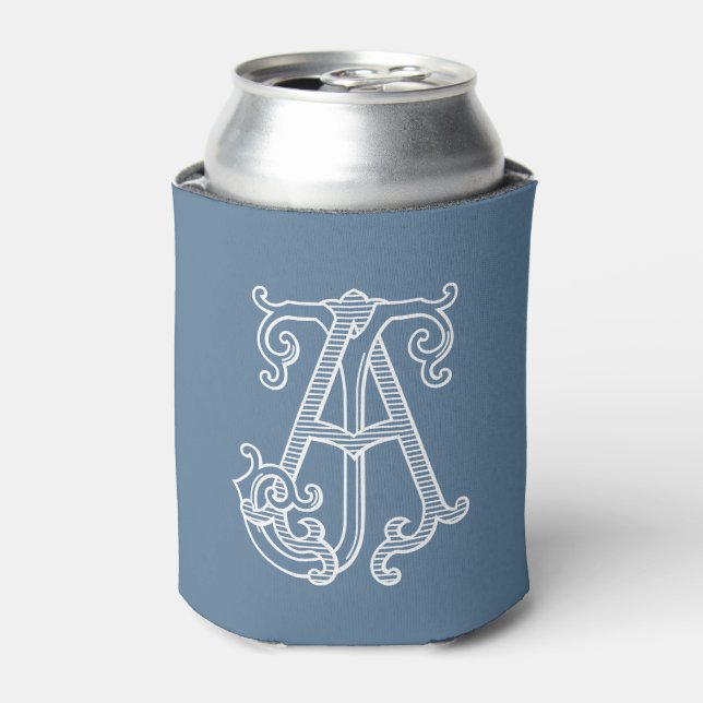 EDITABLE COLORS AJ Monogram JA Monogram Cozy Can Cooler (Can Front)