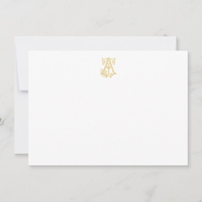 EDITABLE COLORS AJ Monogram JA Monogram Notecards (Front)