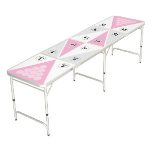 EDITABLE COLORS AND IMAGES - Pink 12 challenges Beer Pong Table