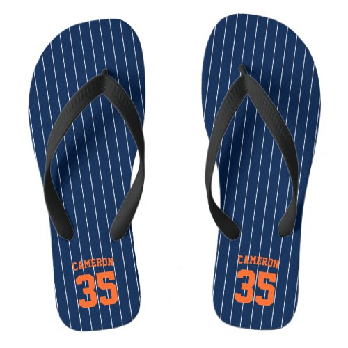 Editable Colors Baseball Jersey Stripes Name Flip Flops