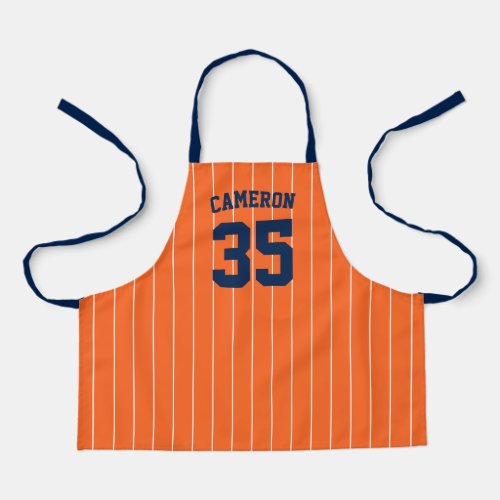 Editable Colors Baseball Jersey Stripes Name Kids Apron