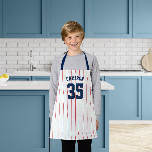 Editable Colors Baseball Jersey Stripes Name Kids Apron