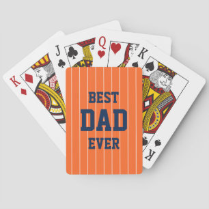 Editable Colors Baseball Stripes Best Dad Ever Poker Cards