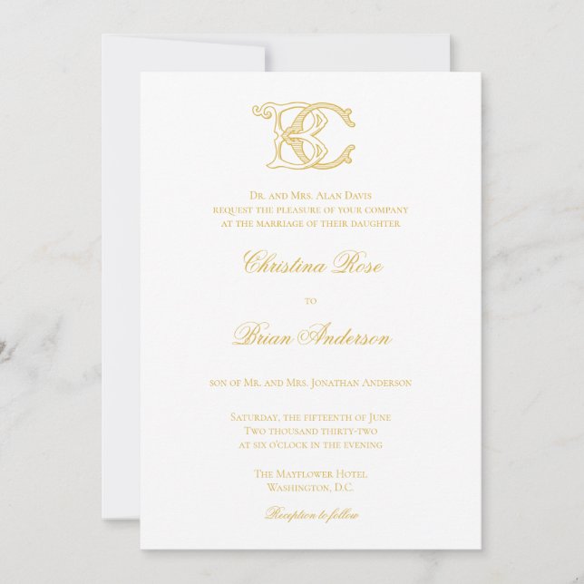 EDITABLE COLORS BC Monogram CB Monogram Invitation (Front)